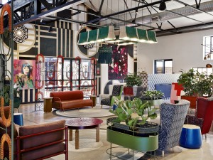 Linear lights by Siviwe Jali on display at Nando’s Central Kitchen, featuring furniture, art and lighting by numerous South African designers. Curated by Tracy Lynch, creative director Clout/SA.